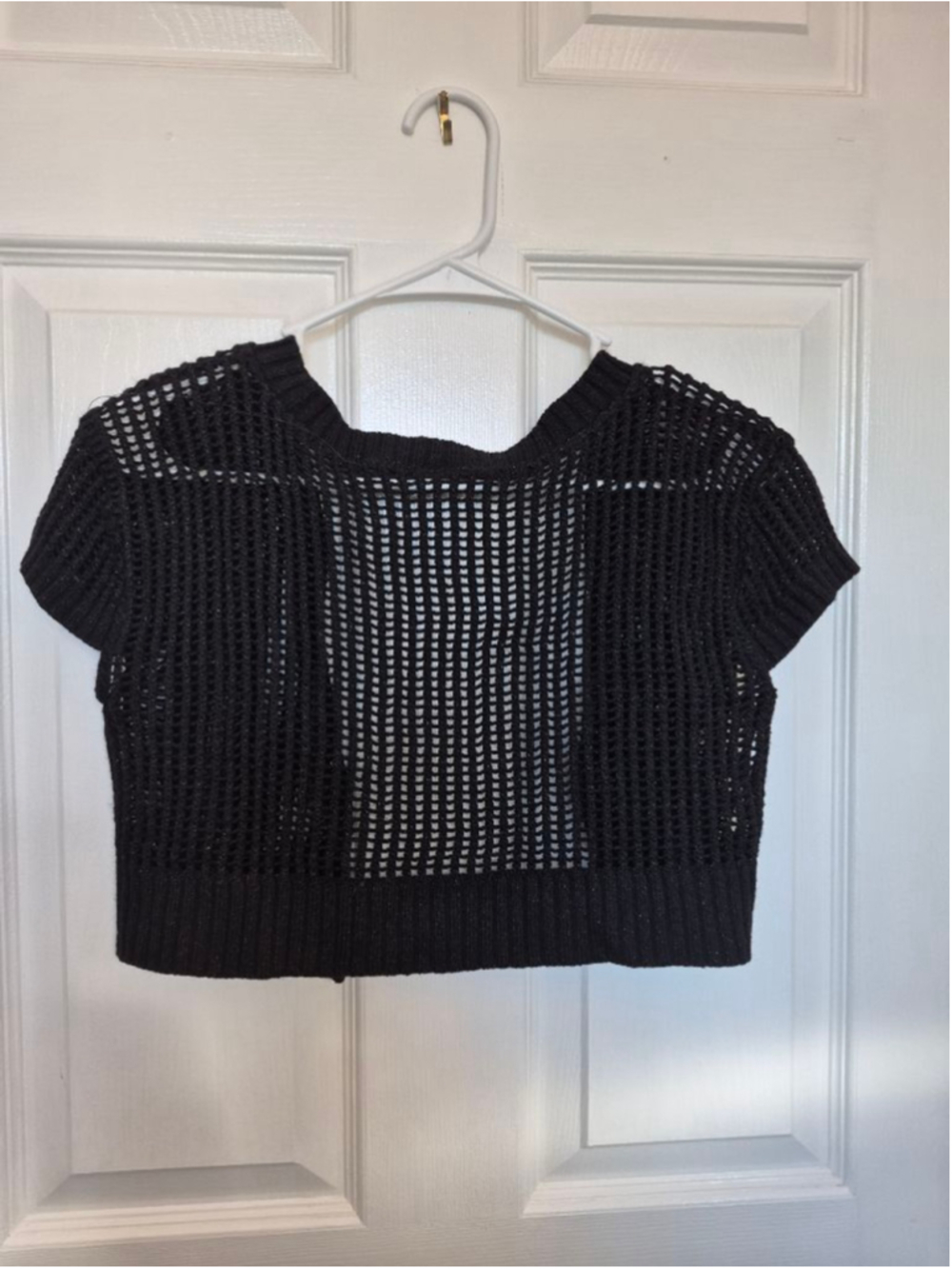 Women's JL Black Open Knit Shrug Sweater L - Picture 4 of 4